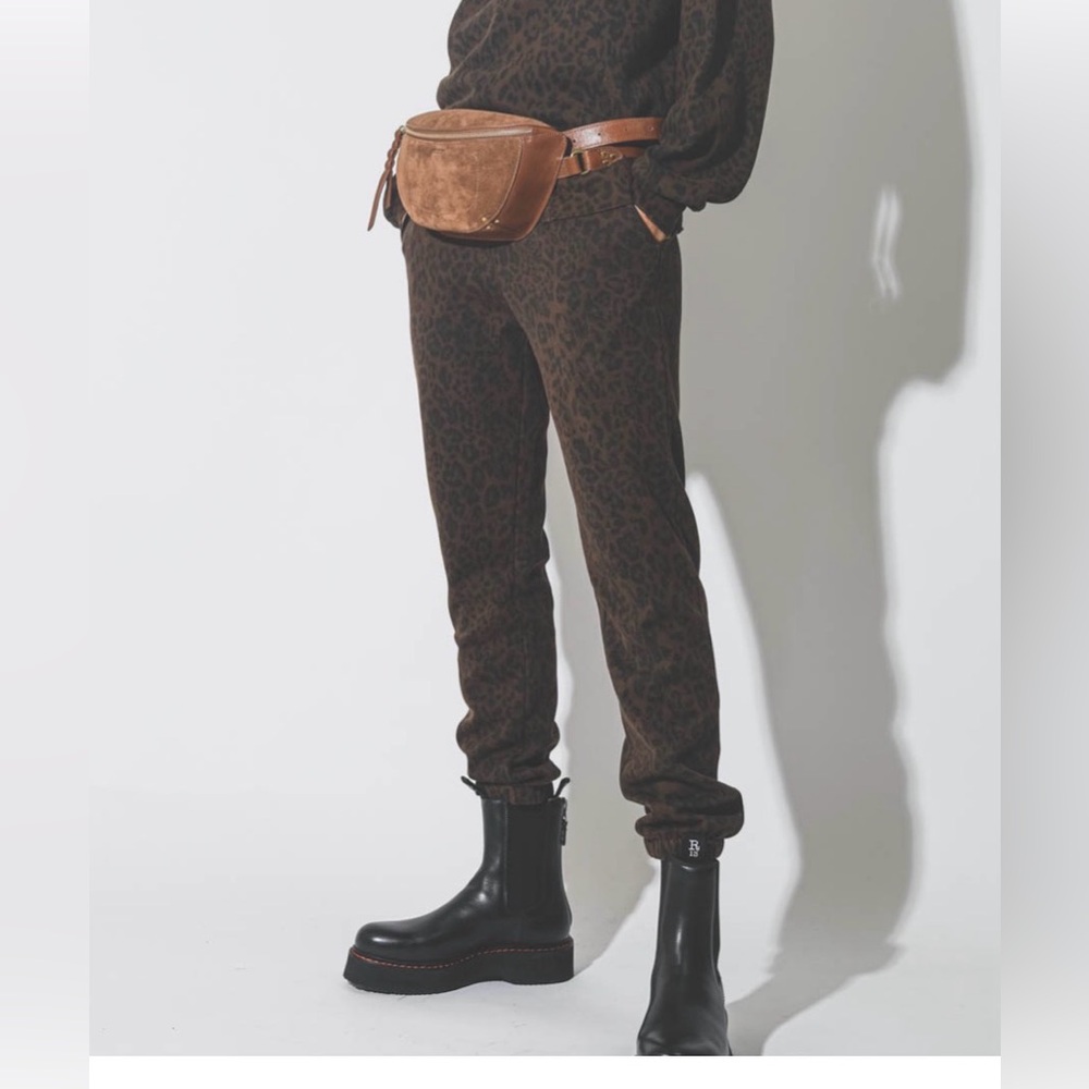 Ragdoll LA Dark Brown Leopard Print Joggers Sweatpants